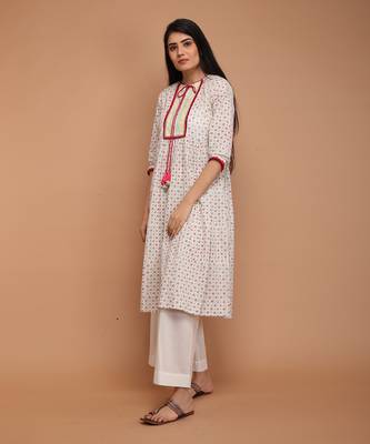 Off white cotton anarkali set 2
