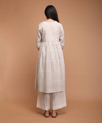 Off white cotton anarkali set 4