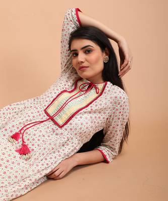 Off white cotton anarkali set 5