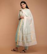 Mint green chanderi handloom kurta set
