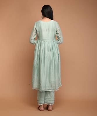 Mint green chanderi handloom kurta set 5