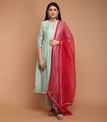 Mint green chanderi hand loom kurta set with dupatta