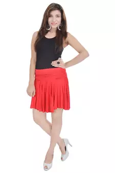 Cotton Lycra Free Size Mini Skirt with Divider