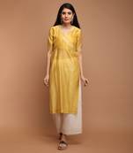 Yellow high slit kurta set