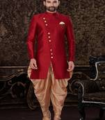 Jacquard Silk Blue Men Kurta Pajama