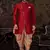 Jacquard Silk Red Men Kurta Pajama