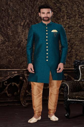 Jacquard Silk Black Men Kurta Pajama
