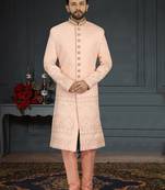 Jacquard Silk Pink Men Kurta Pajama