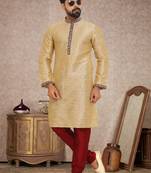 Dupion Silk Multicolor Men Kurta Pajama