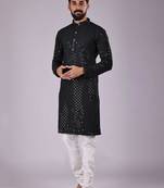 Rayon Black Men Kurta Pajama