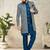 Silk Blue Men Kurta Pajama Jacket