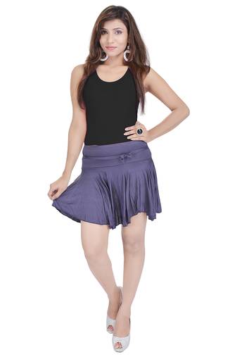 Cotton Lycra Free Size Mini Skirt with Divider