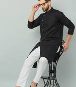 Lemonx Cotton Black Royal Sherwani Type Kurta Payjama