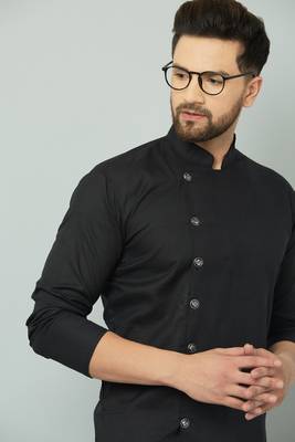 Lemonx Cotton Black Royal Sherwani Type Kurta Payjama 3