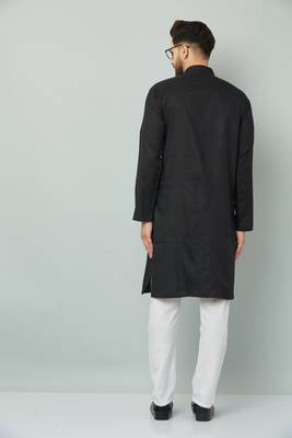Lemonx Cotton Black Royal Sherwani Type Kurta Payjama 4