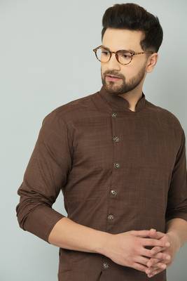 Lemonx Cotton Brown Royal Sherwani Type Kurta Payjama 3