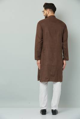 Lemonx Cotton Brown Royal Sherwani Type Kurta Payjama 4