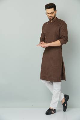 Lemonx Cotton Brown Royal Sherwani Type Kurta Payjama 5