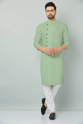Lemonx Cotton Green Royal Sherwani Type Kurta Payjama 2
