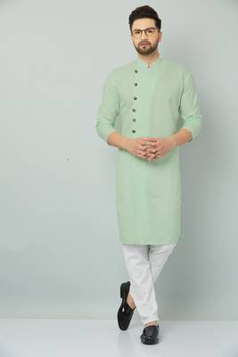 Lemonx Cotton Green Royal Sherwani Type Kurta Payjama 1