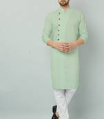 Lemonx Cotton Green Royal Sherwani Type Kurta Payjama