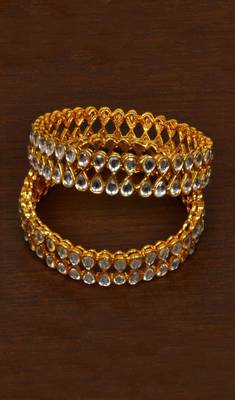 Gold plated kundan embellished Bangles 1