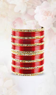Extra Large Size Brass And Metal Bangle Color Red 1