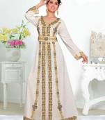 Cream Georgette Zari Work Kaftan
