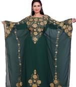 Green Aari & Stone Work Stitched Georgette Abaya