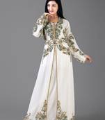White Zari & Stone Work Stitched Georgette Kaftan Wedding Dress