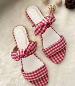 Red gingham flats