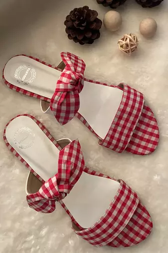 Red gingham flats