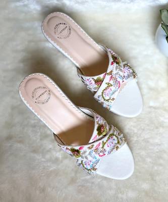 White embroidered wedges 1