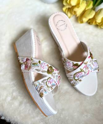 White embroidered wedges 2