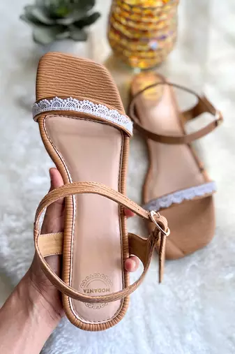 Brown lace flats