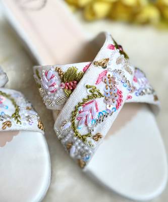 White embroidered wedges 3