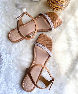 Brown lace flats 3