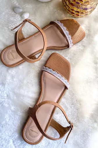 Brown lace flats