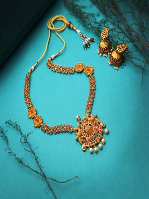 24 ct gold-plated handcrafted temple jewellery set 1