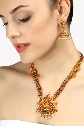 24 ct gold-plated handcrafted temple jewellery set