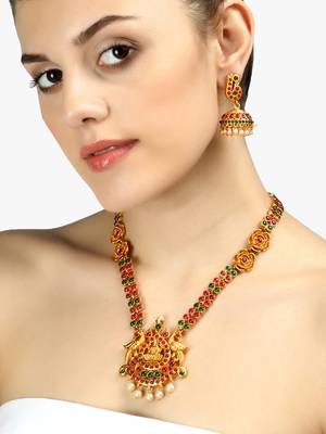 24 ct gold-plated handcrafted temple jewellery set 3