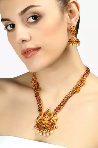 24 ct gold-plated handcrafted temple jewellery set