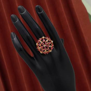 Rani color american diamond finger ring 2