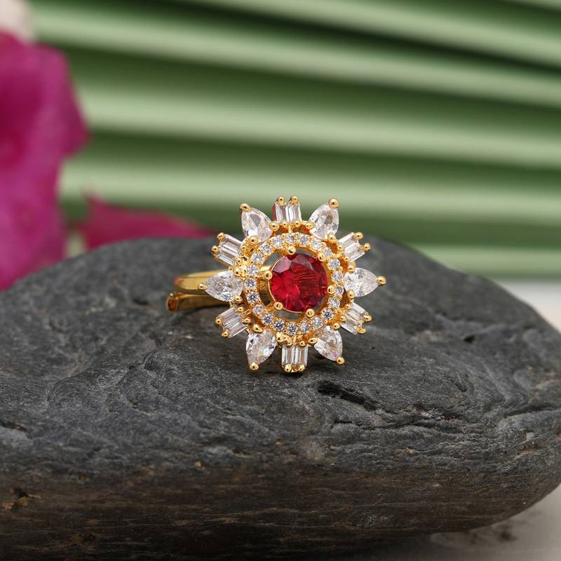 Rani color american diamond finger ring Jaipur Mart 4184970