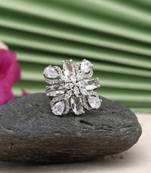 Silver color american diamond finger ring