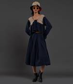 Navy blue pleated skirt