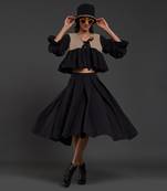 Beige & black bow top