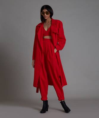 Red milestone trench jacket 1