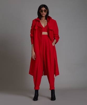 Red milestone trench jacket 4
