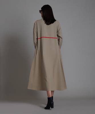 Beige & red piping dress 4